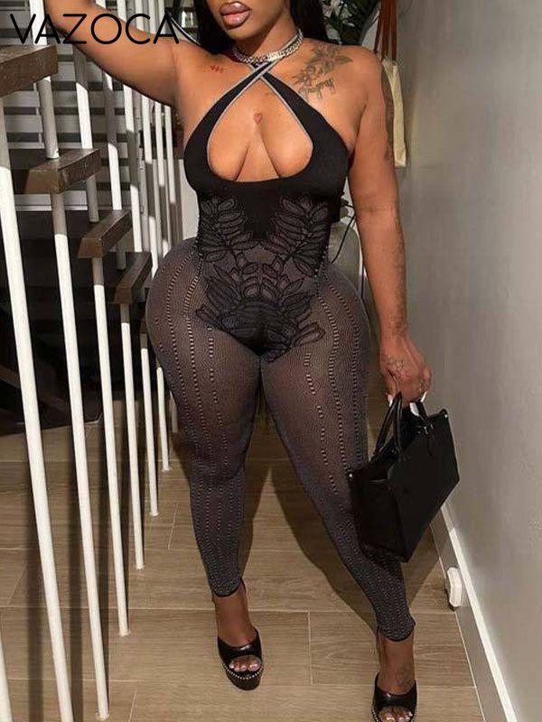 Lace Halter Skinny Jumpsuit