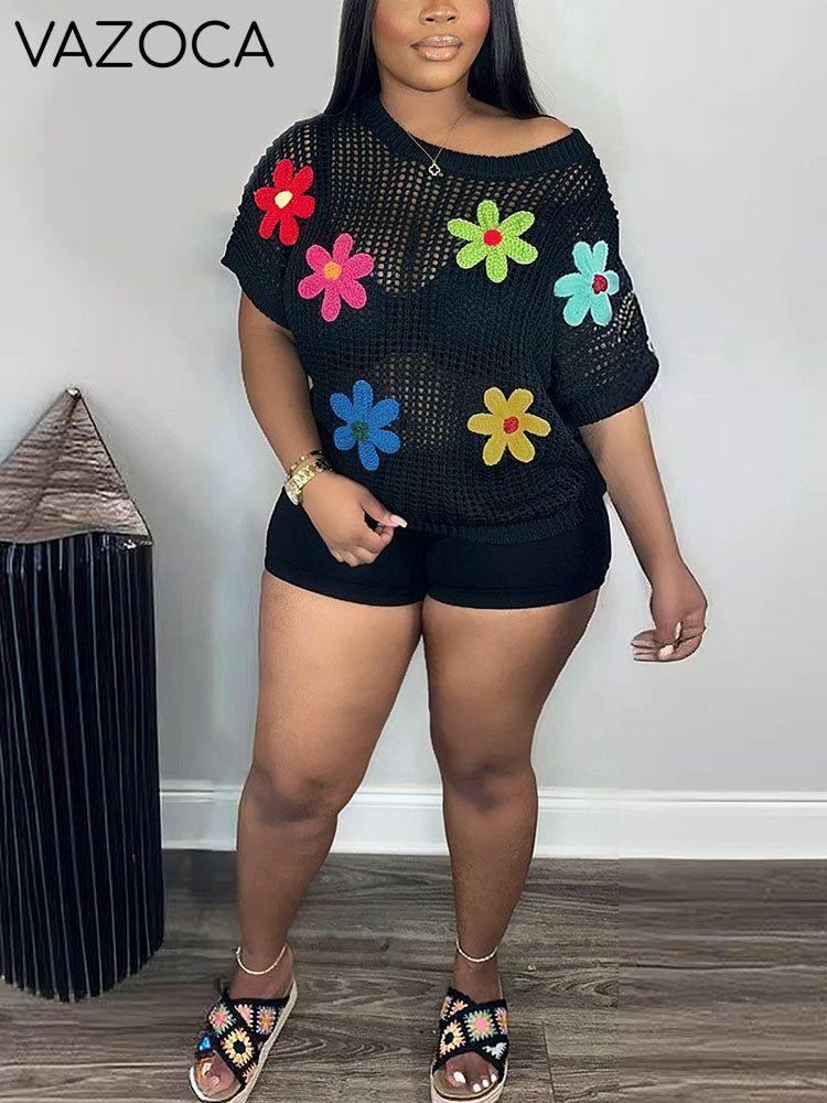 Beach Floral Crochet Knit Top