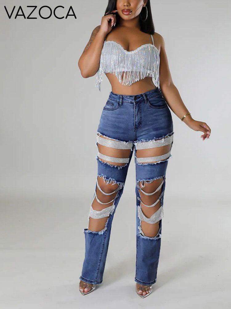 Pearl Rhinestone Denim Jacket & Jeans