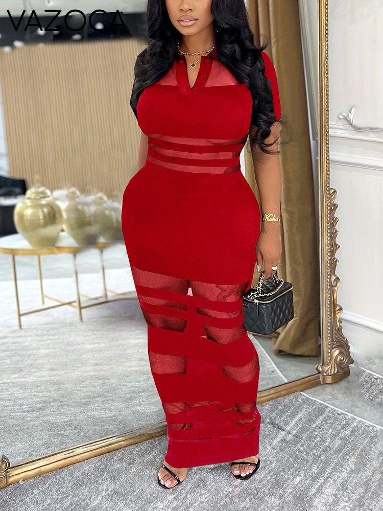 Mesh Contrast Maxi Dress