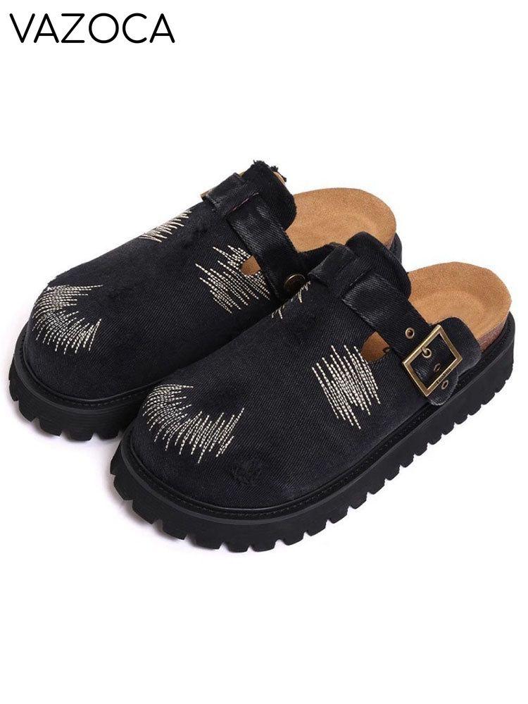 Buckle Denim Clogs