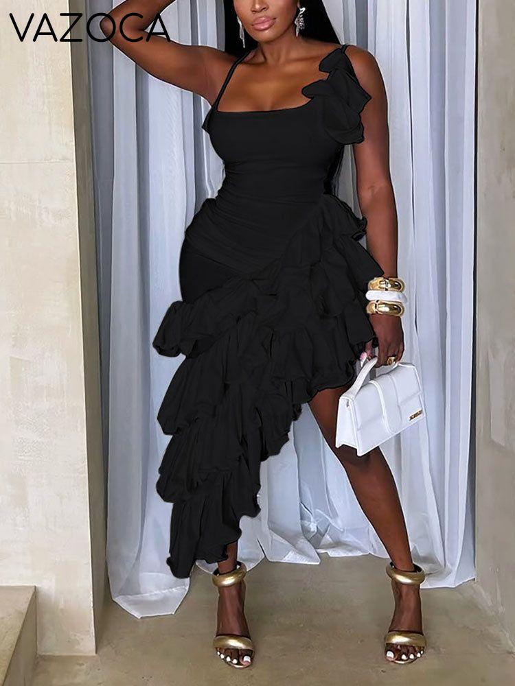 Statement Asymmetrical Ruffled Dress