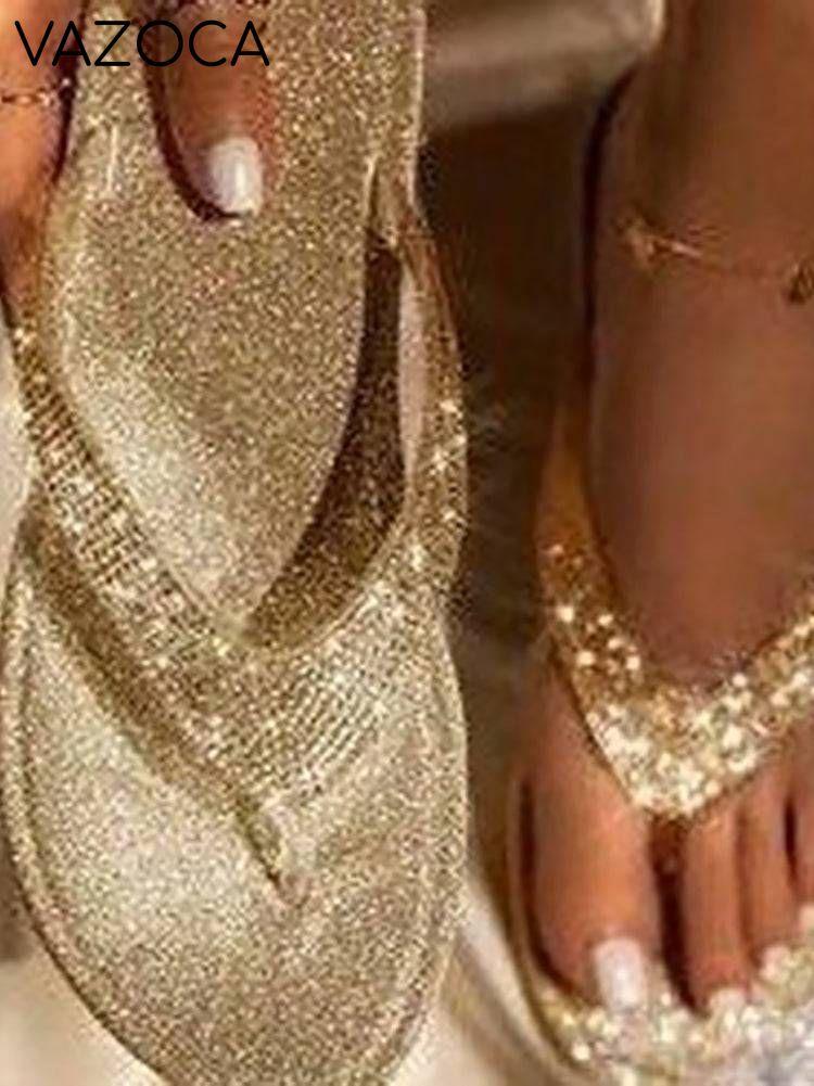 Rhinestone Sequin Flip-Flops