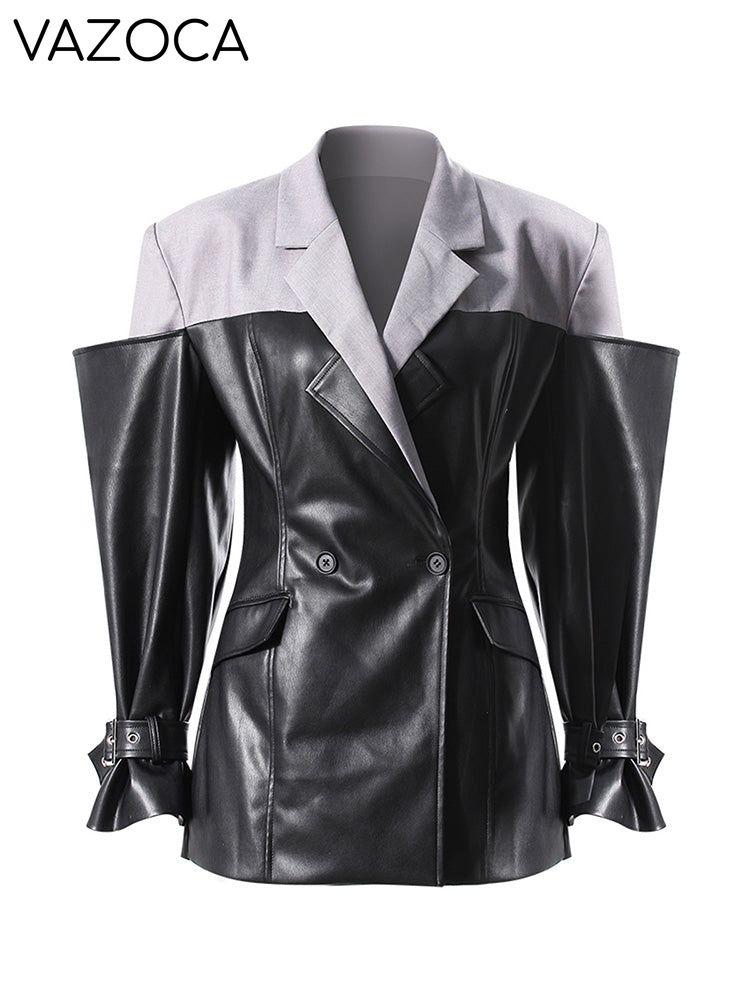 Boss Contrast Leather Blazer