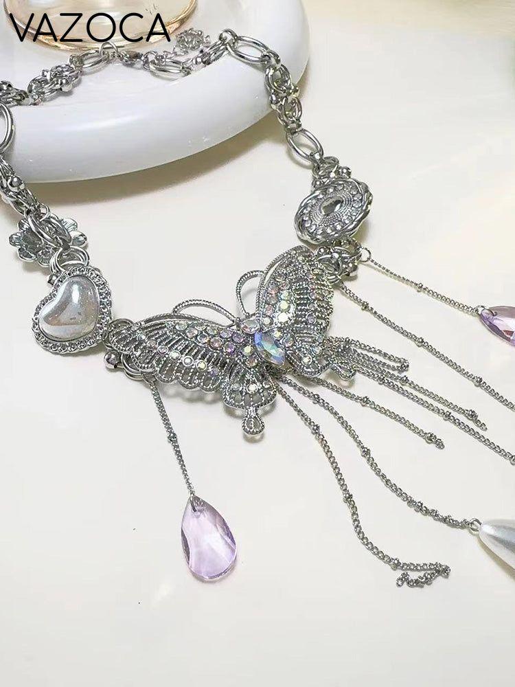 Butterfly Pendant Choker Necklace