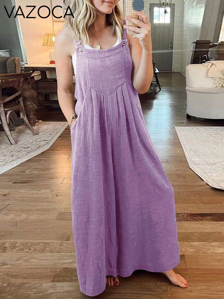 Cotton Linen Loose Overalls