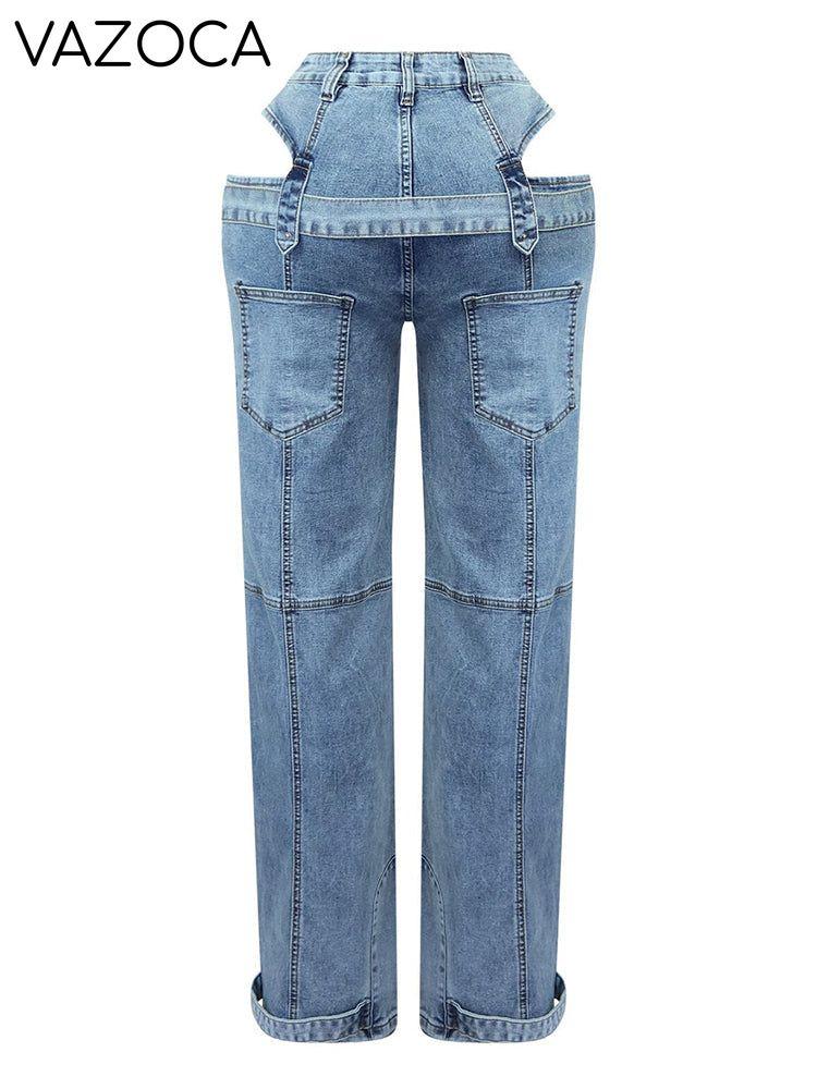 Denim Cutout With Belt Jeans