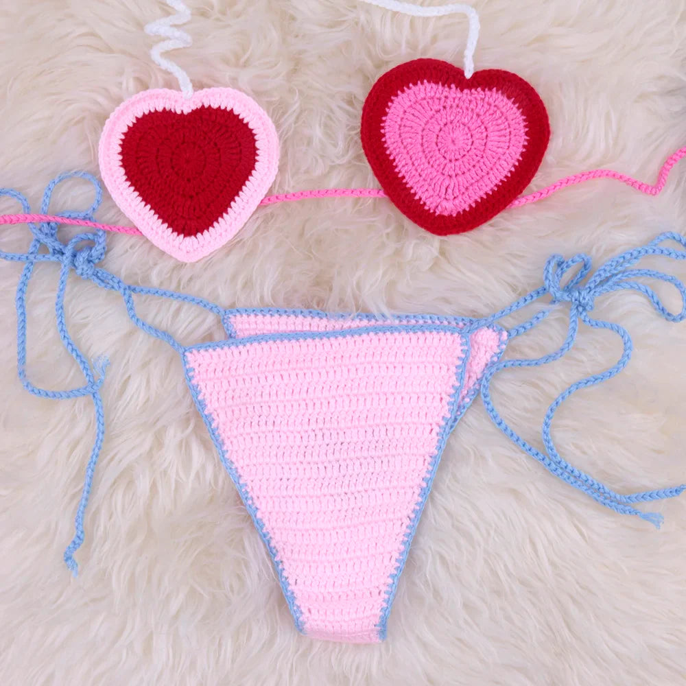 Crochet Heart Bikini Set