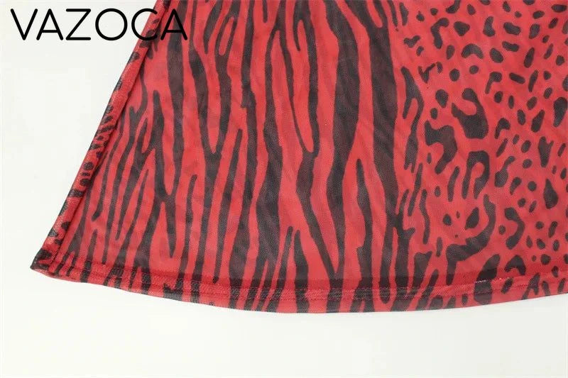 Jillian Leopard Print Mesh Dress