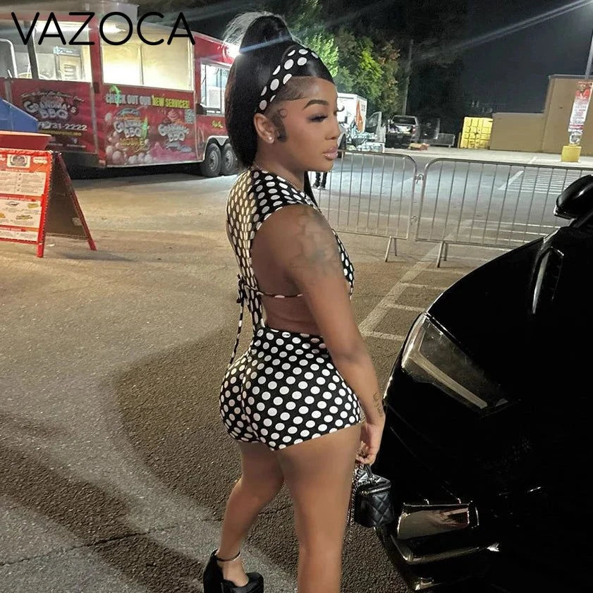 Polka Dot Cutout Romper