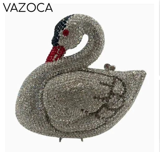 Swan Rhinestone Clutch Purse