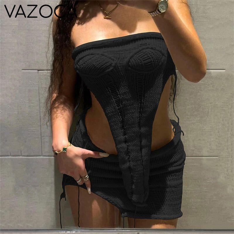 Irregular Knitted Sexy Set