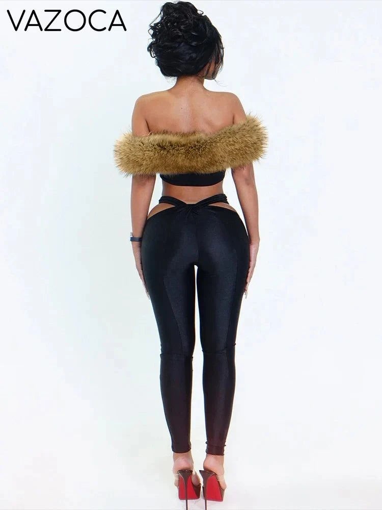 Vanna Fur Pants Set