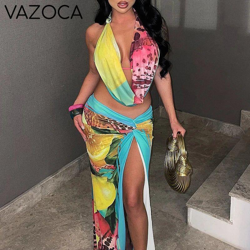 Tropical Drape Skirt Set