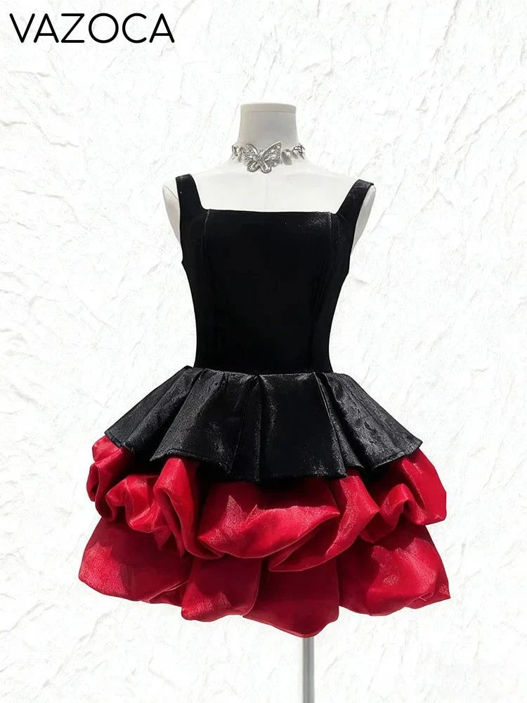 Loria Ruffles Velvet Dress