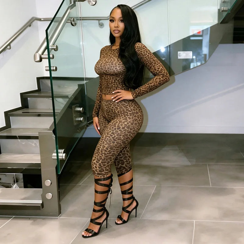 Leopard Crop Capri Set