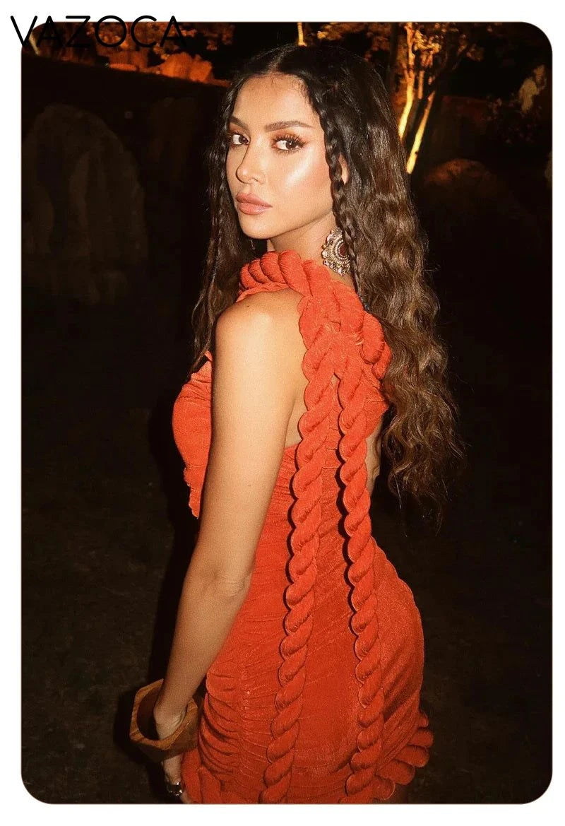 Velvet Rope One-Shoulder Mini Dress