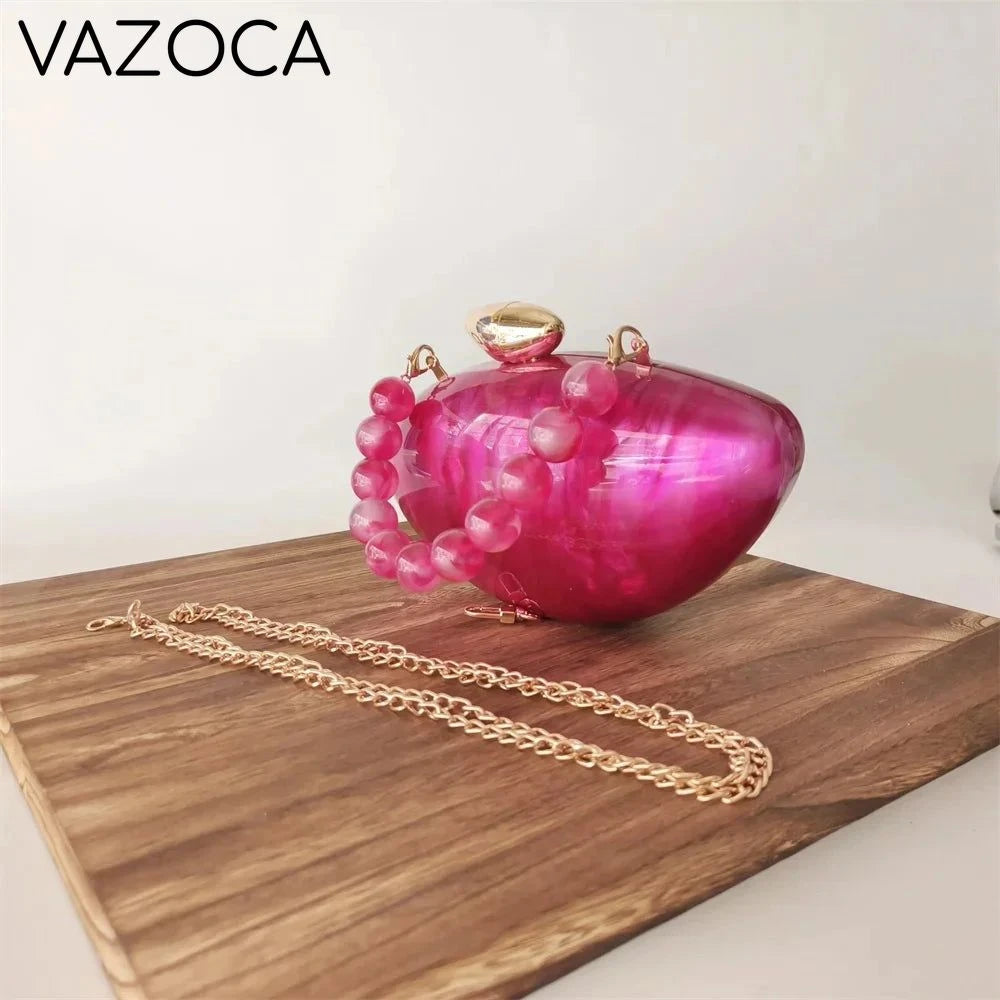 Shell Pearl Marble Clutch Purse