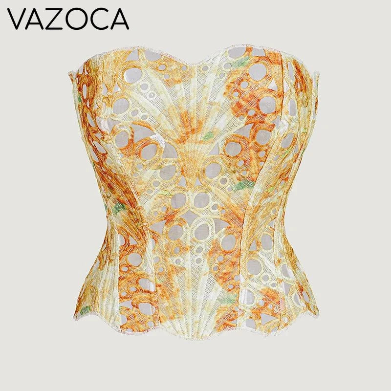 Corset Mesh Bustier Top Sunflower