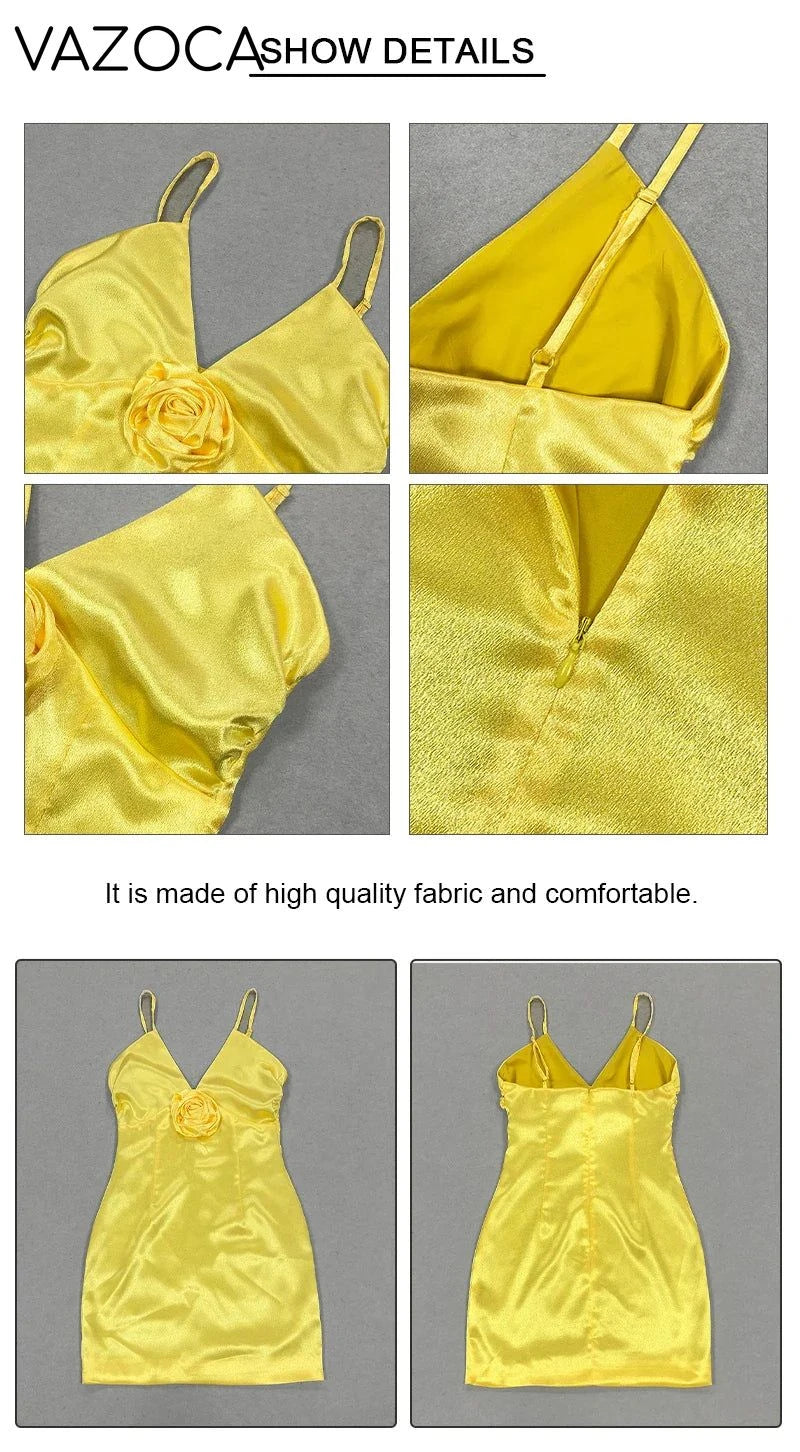Satin Flower Mini Dress