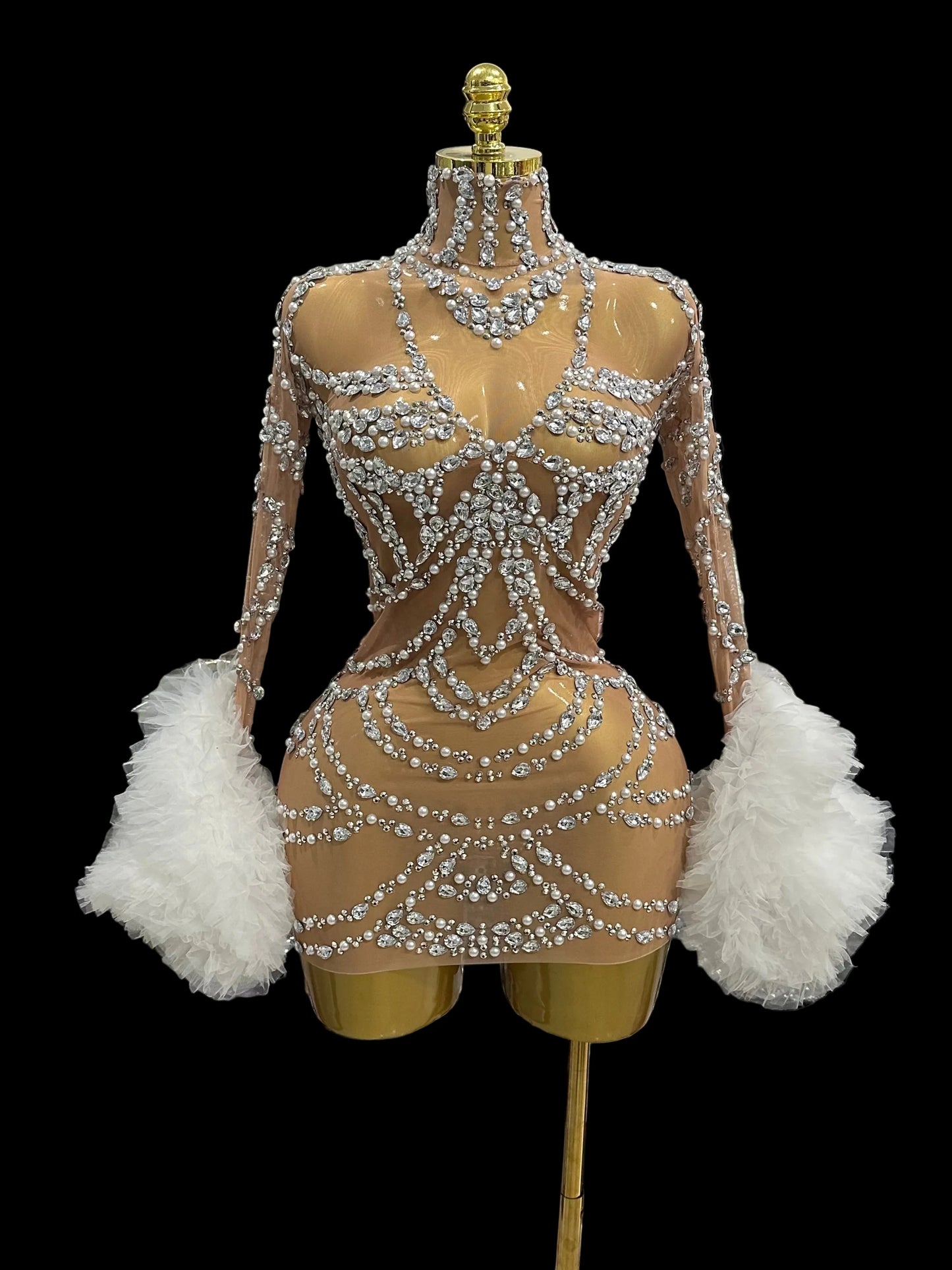 Crystal Mesh Mini Dress