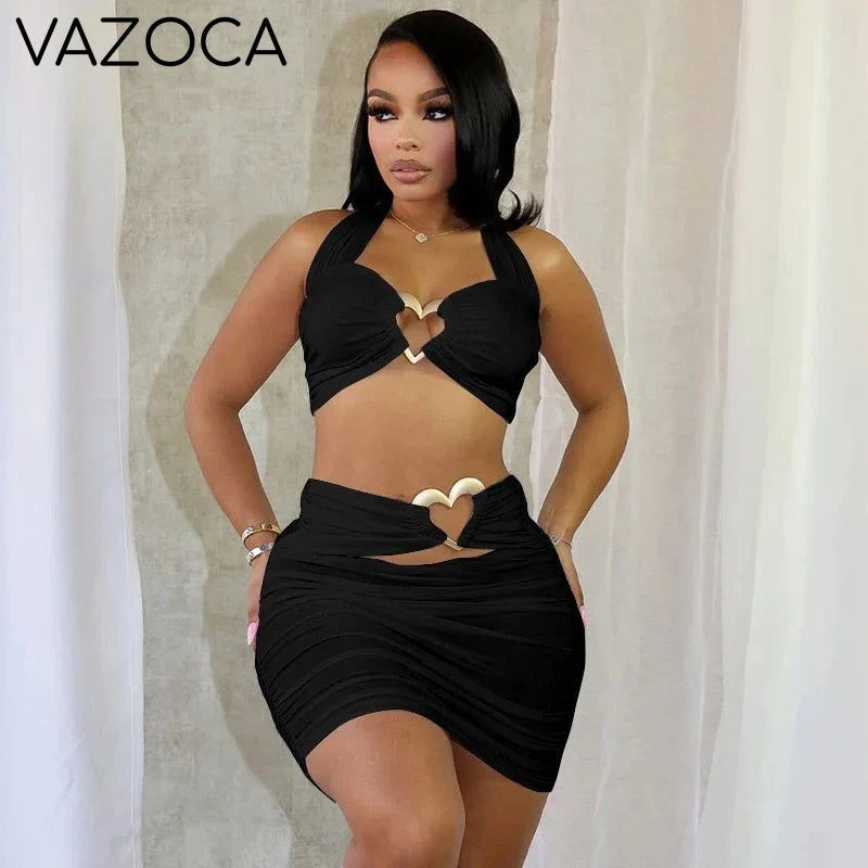 Heart Cut Out Skirt Set