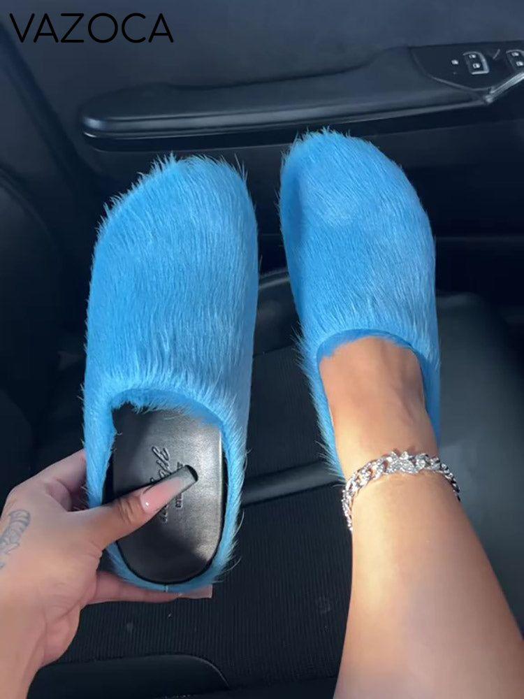 Fur Slip-On Flat Slides