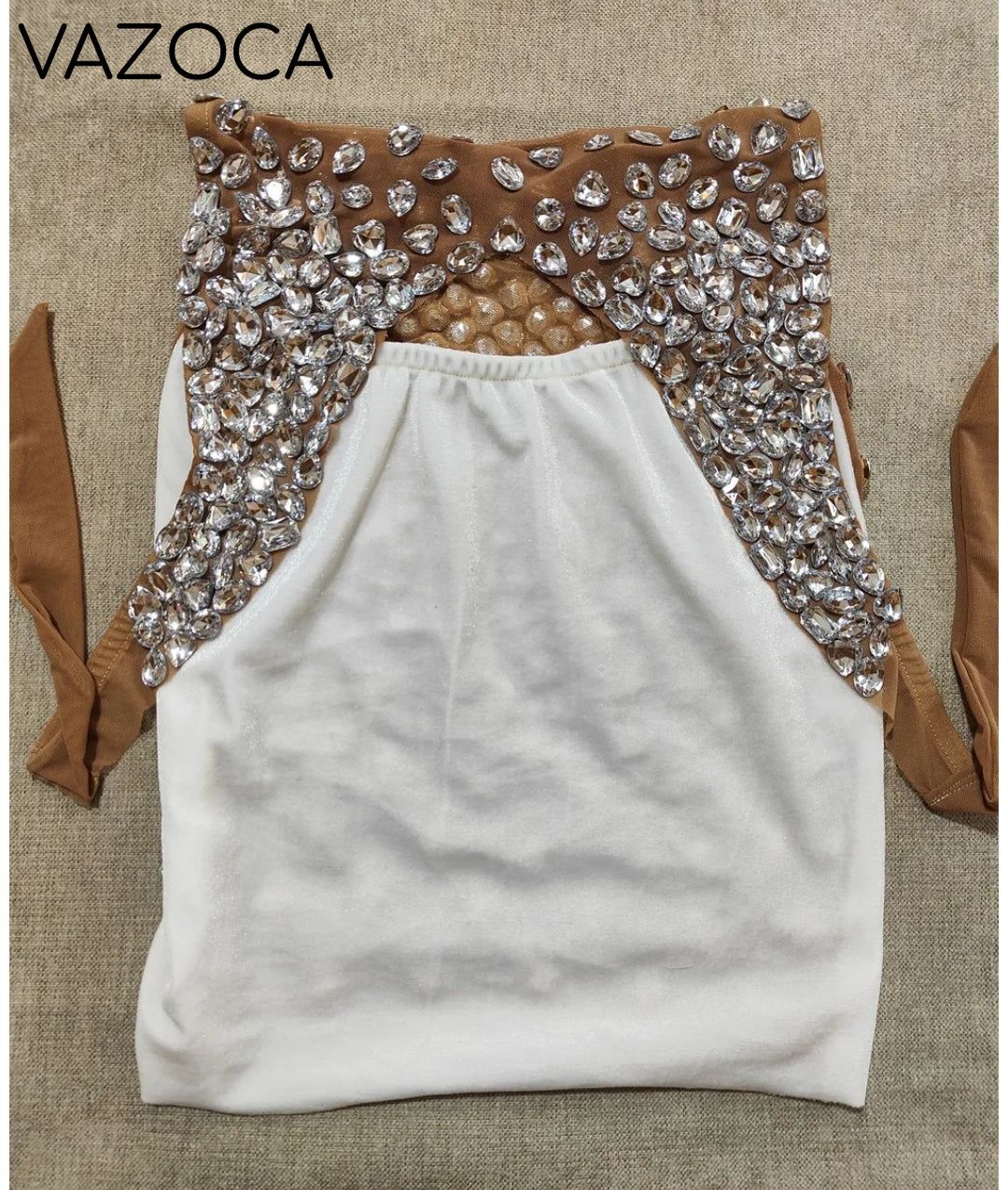 Sparkly Rhinestone Mesh Dress White