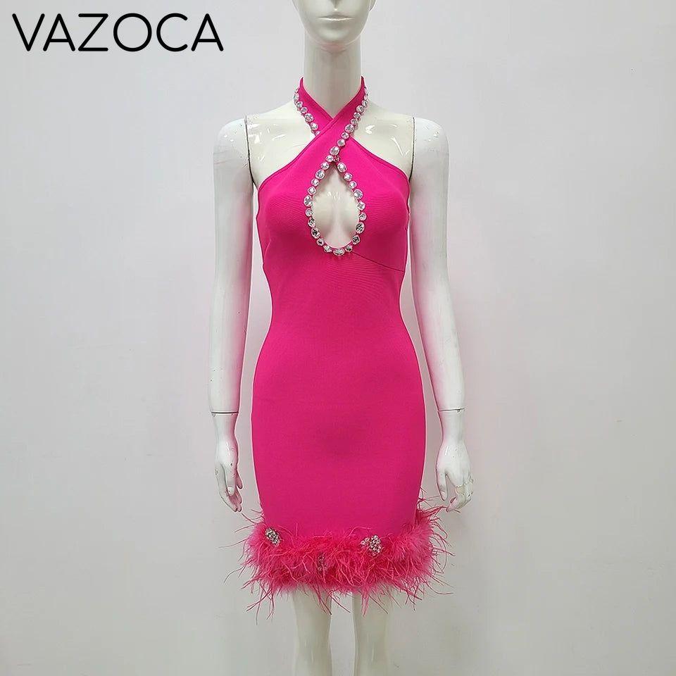 Tia Feather Bandage Mini Dress