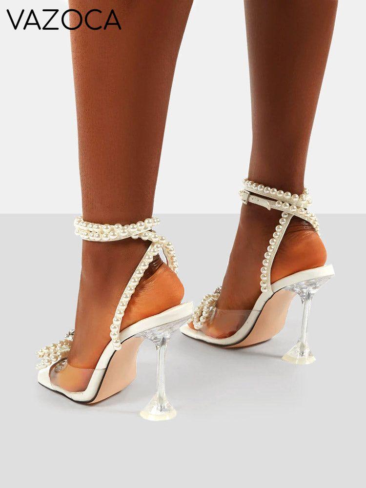 Pearl Bow High Heel Sandals