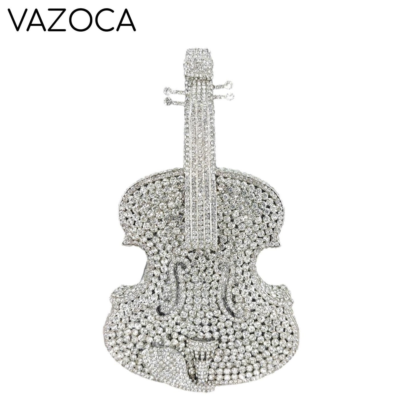 Violin Crystal Clutch Handbag