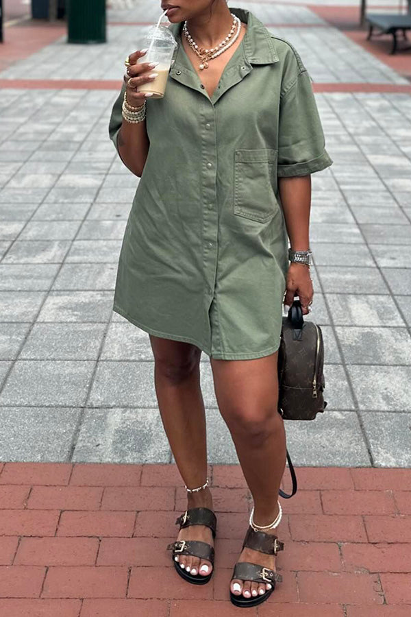 Casual Loose Button Up Mini Dress