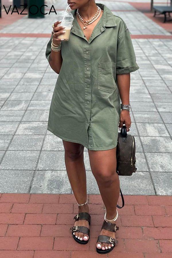 Casual Loose Button Up Mini Dress
