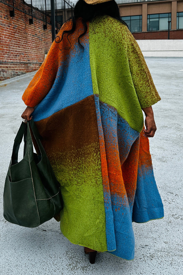 Langer Cardigan im Vintage-Ombré-Stil mit offener Vorderseite