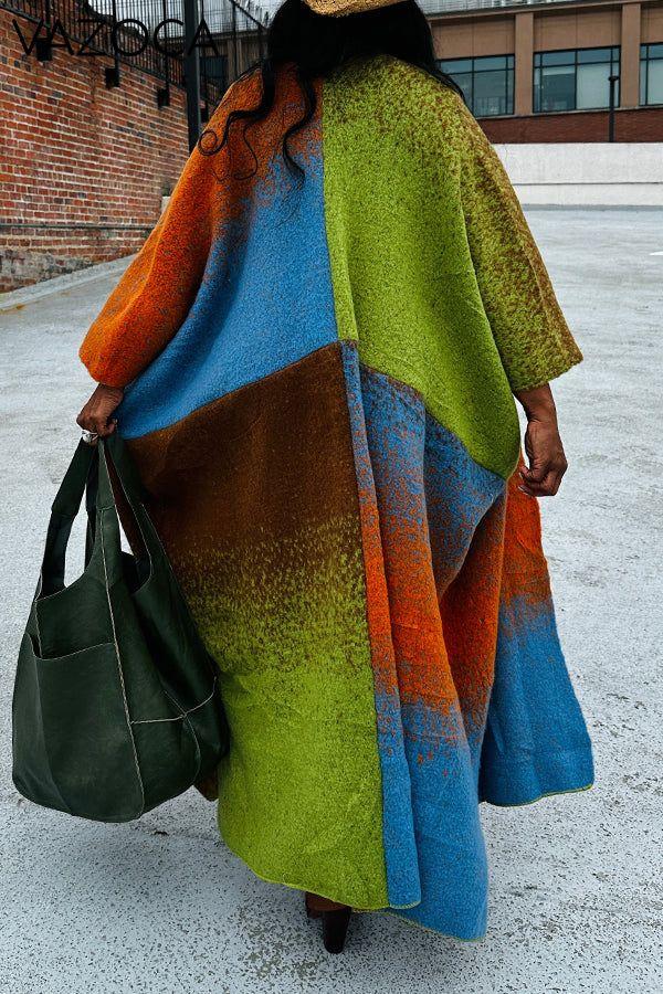 Langer Cardigan im Vintage-Ombré-Stil mit offener Vorderseite