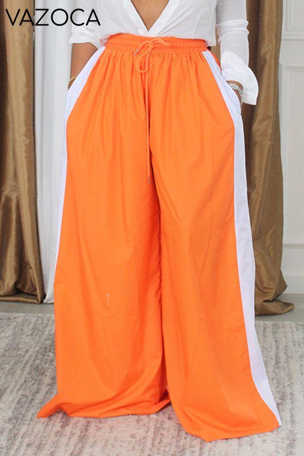 Two Tone Drawstring Elastic Waist Pants