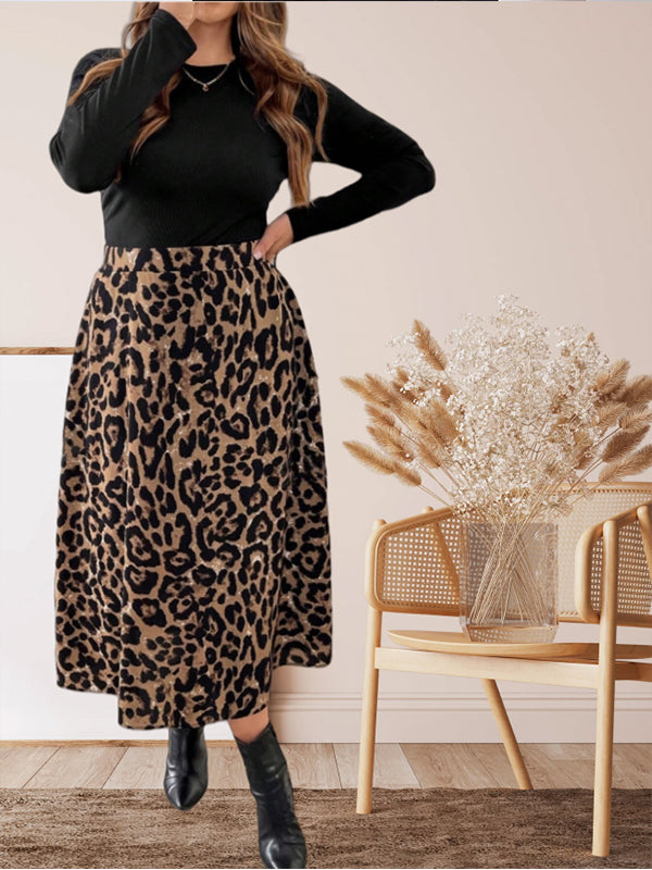 Plus-Size Leopard Skirt