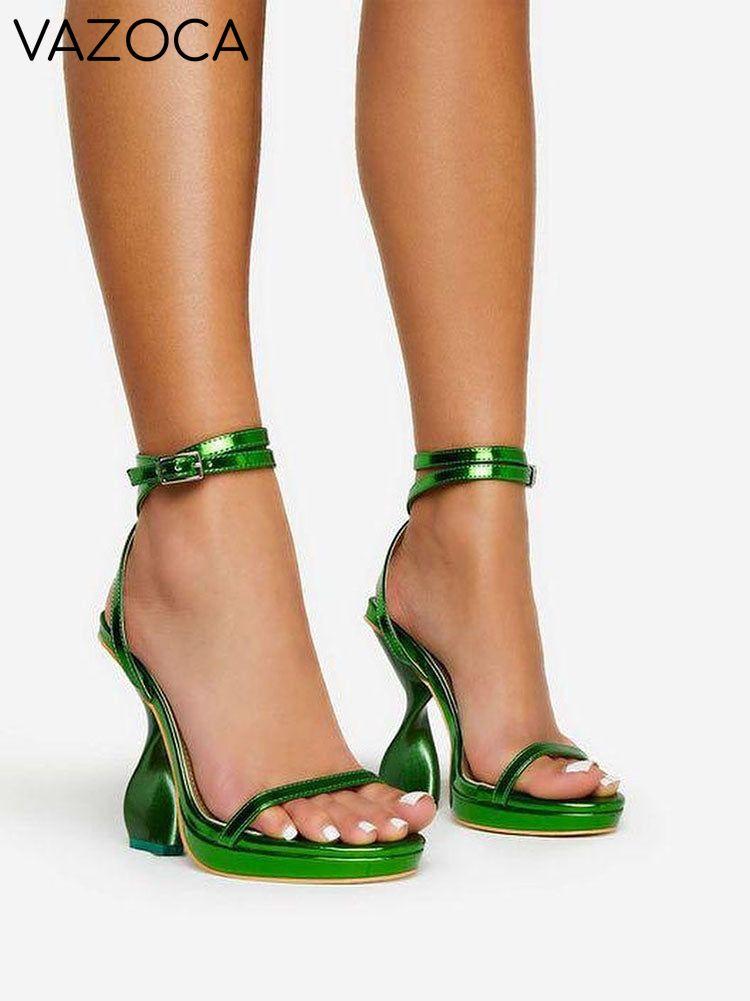 Metallic Sculptural Heel Sandals