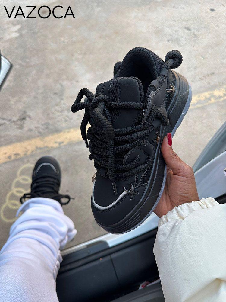 Thick Laced Leather Sneakers