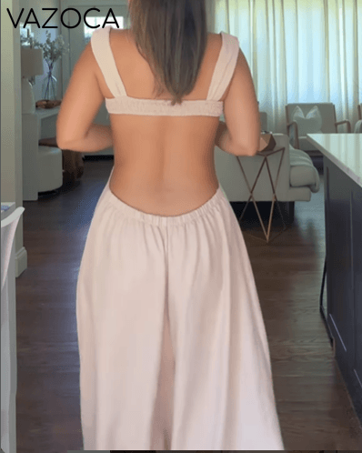 Hollow Open Back Wide Leg Jumpsuit (Pre-sale)