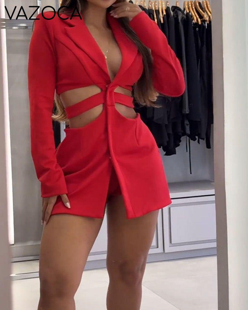 Casual Suit Dress With Hollow Waist (Pre-sale)