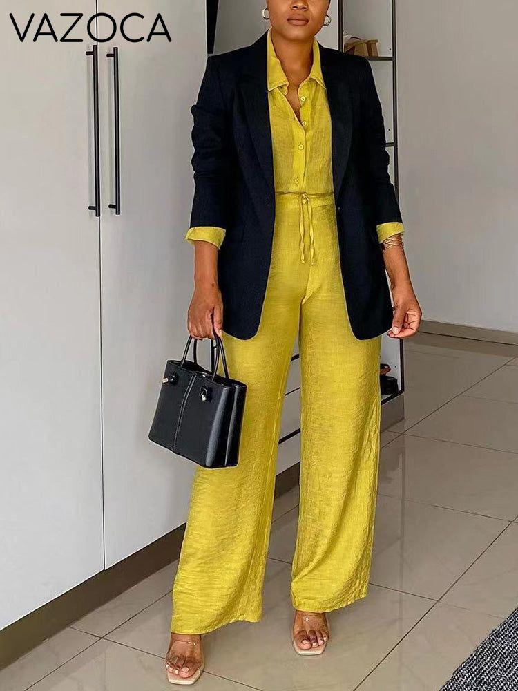 Casual Solid Shirt & Pants Set
