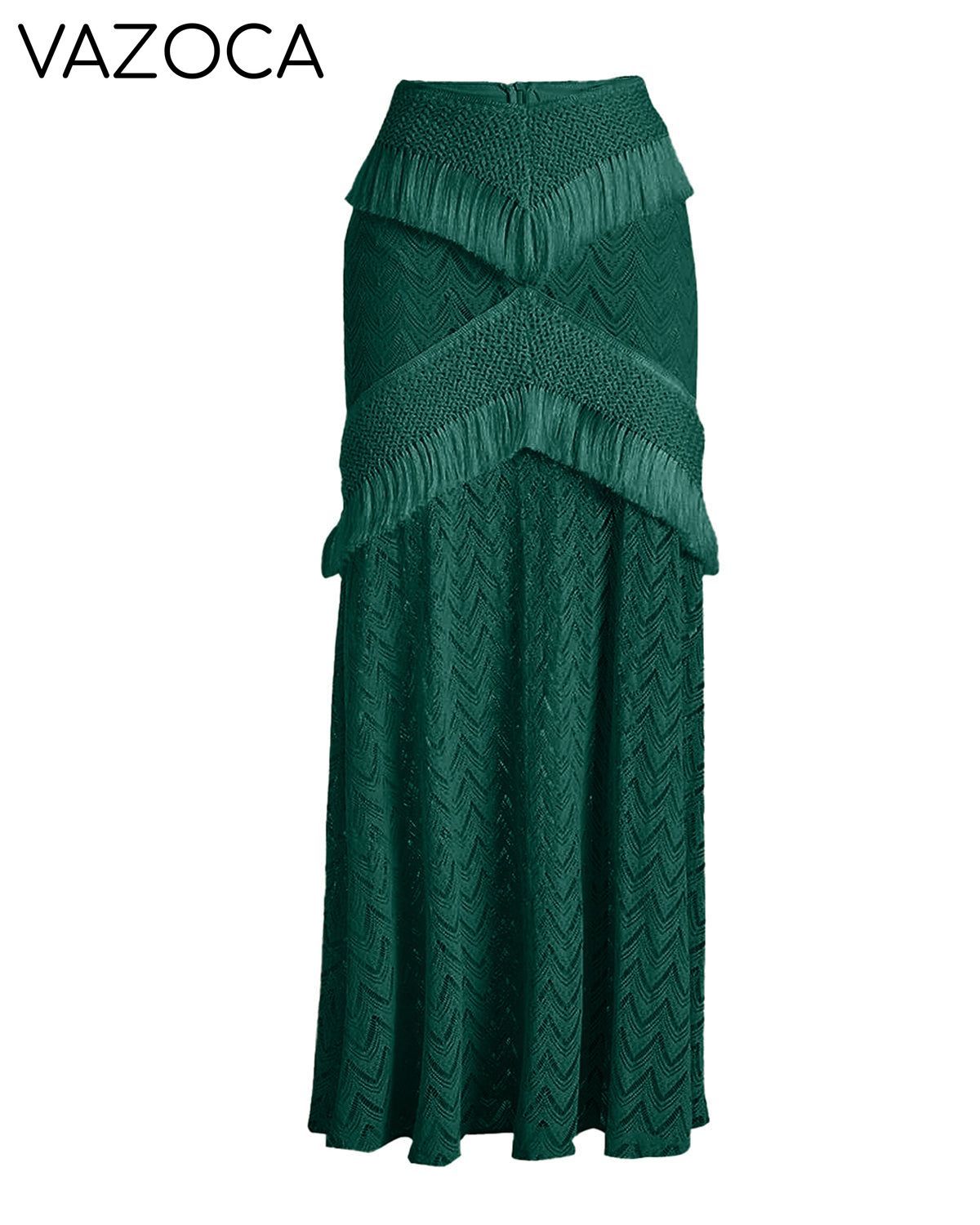 Beach Fringed Solid Color Bikini Swimsuit and Skirt