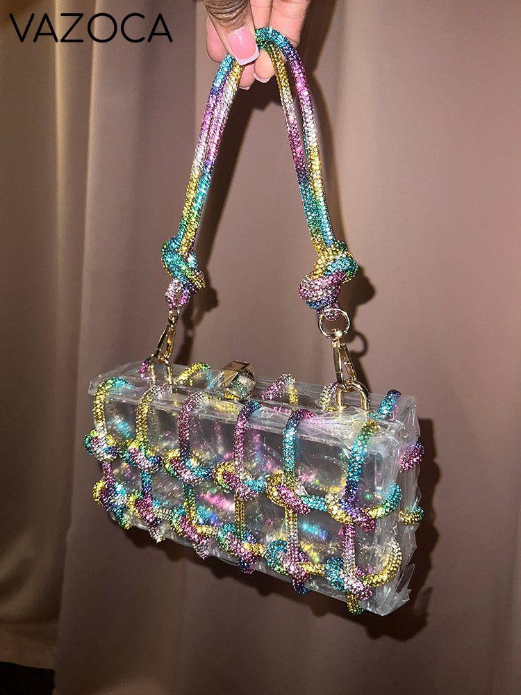 Rhinestone Rope Clear Box Handbag