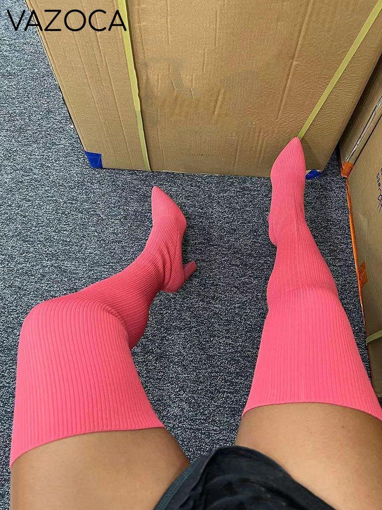 Knitted Over The Knee Pointed Toe Boots