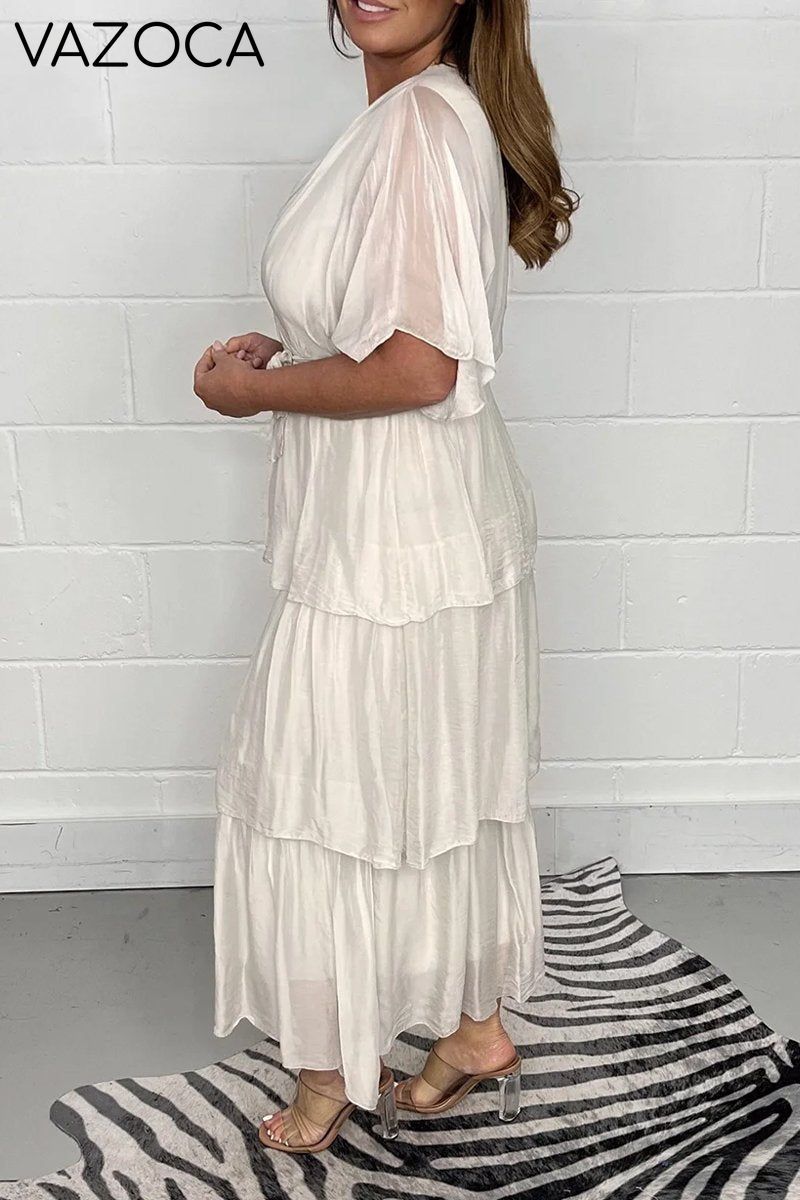 V-neck chiffon cake dress