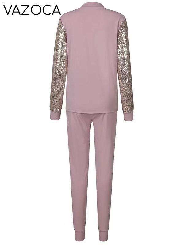 Women's khaki love sequin casual suit