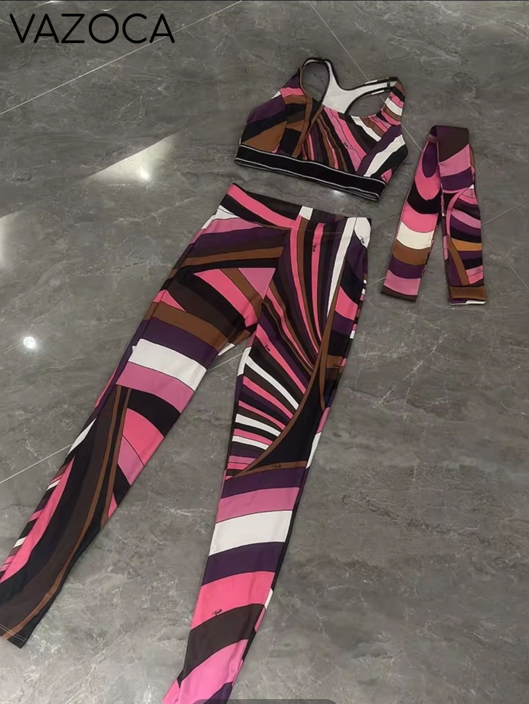 Color Block Print Pants Set