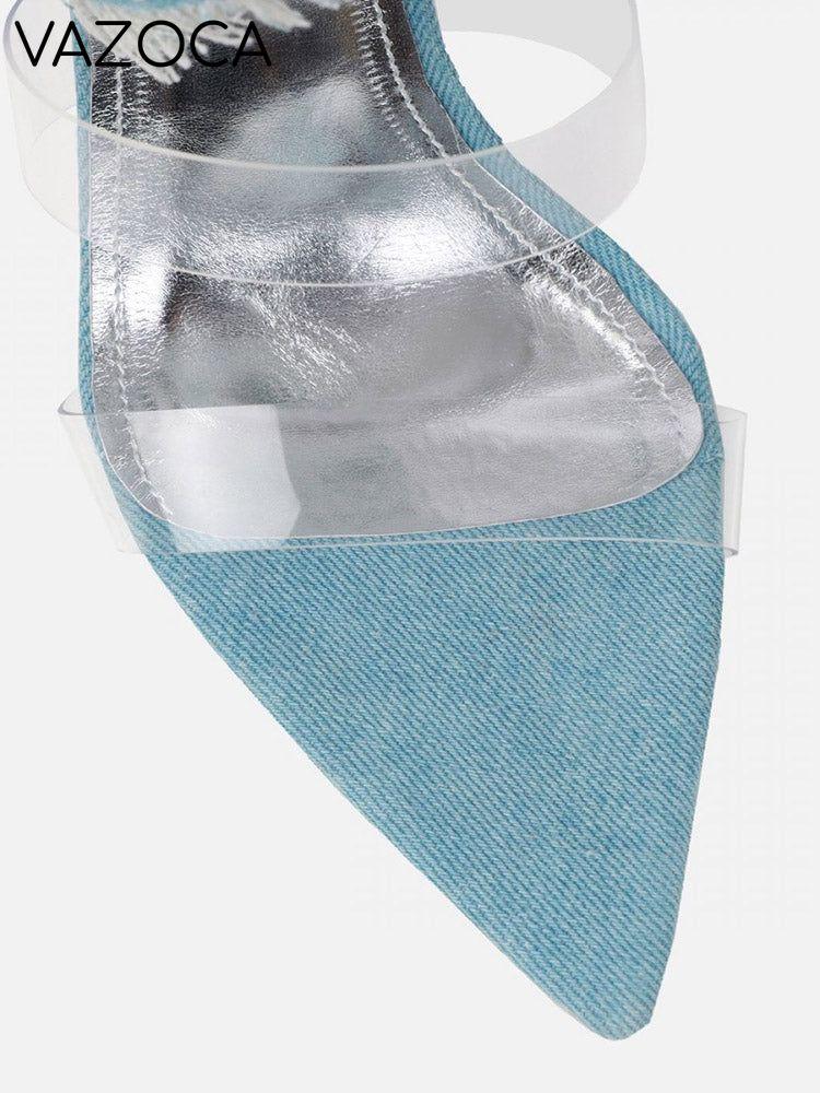 Denim Spiral Strap Sandals