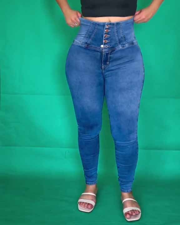 Girls New Lipo jeans Shaping in The Waist Area Blue